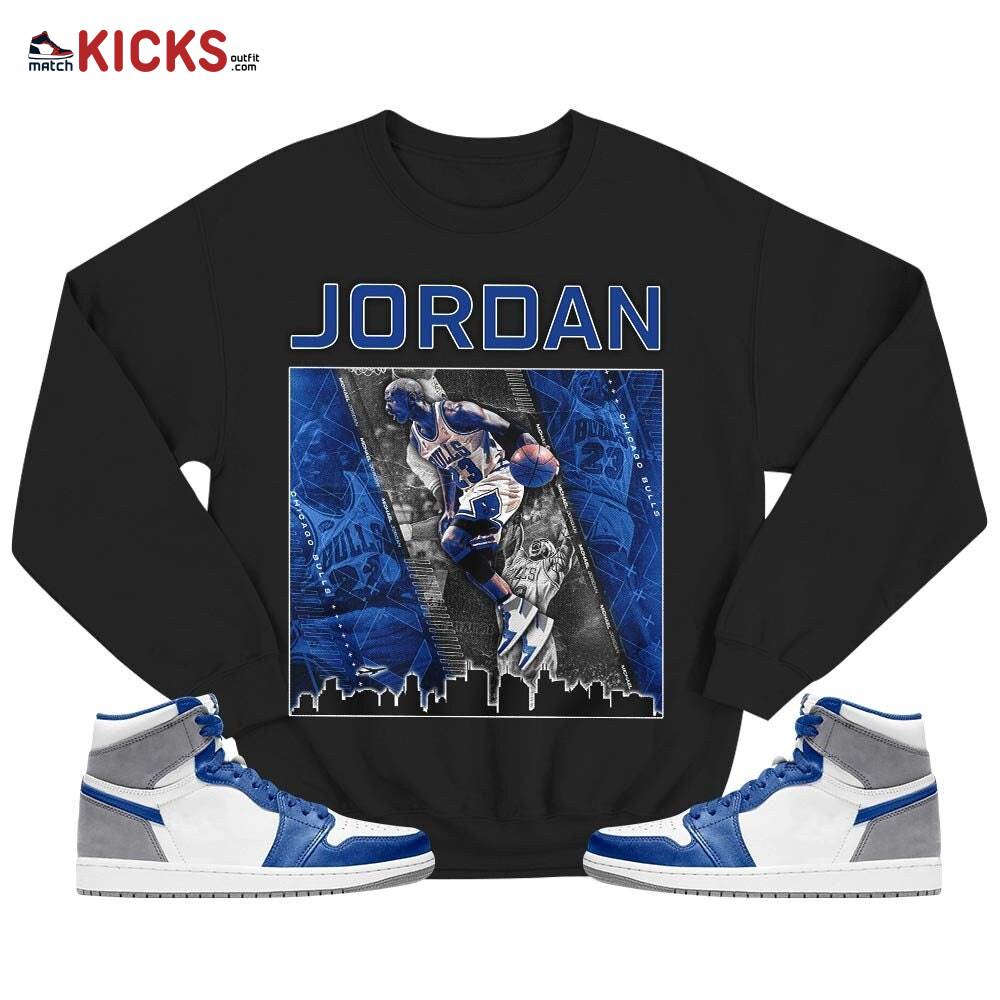 Custome 23 City Sneaker Shirt Match True Blue 1s, Jordan 1 High OG True Blue MKO T-Shirt Custome 23 City Sneaker Shirt Match True Blue 1s, Jordan 1 High OG True Blue MKO T-Shirt
