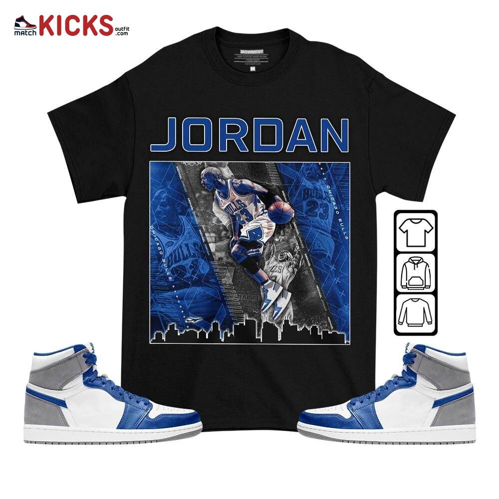 Custome 23 City Sneaker Shirt Match True Blue 1s, Jordan 1 High OG True Blue MKO T-Shirt Custome 23 City Sneaker Shirt Match True Blue 1s, Jordan 1 High OG True Blue MKO T-Shirt