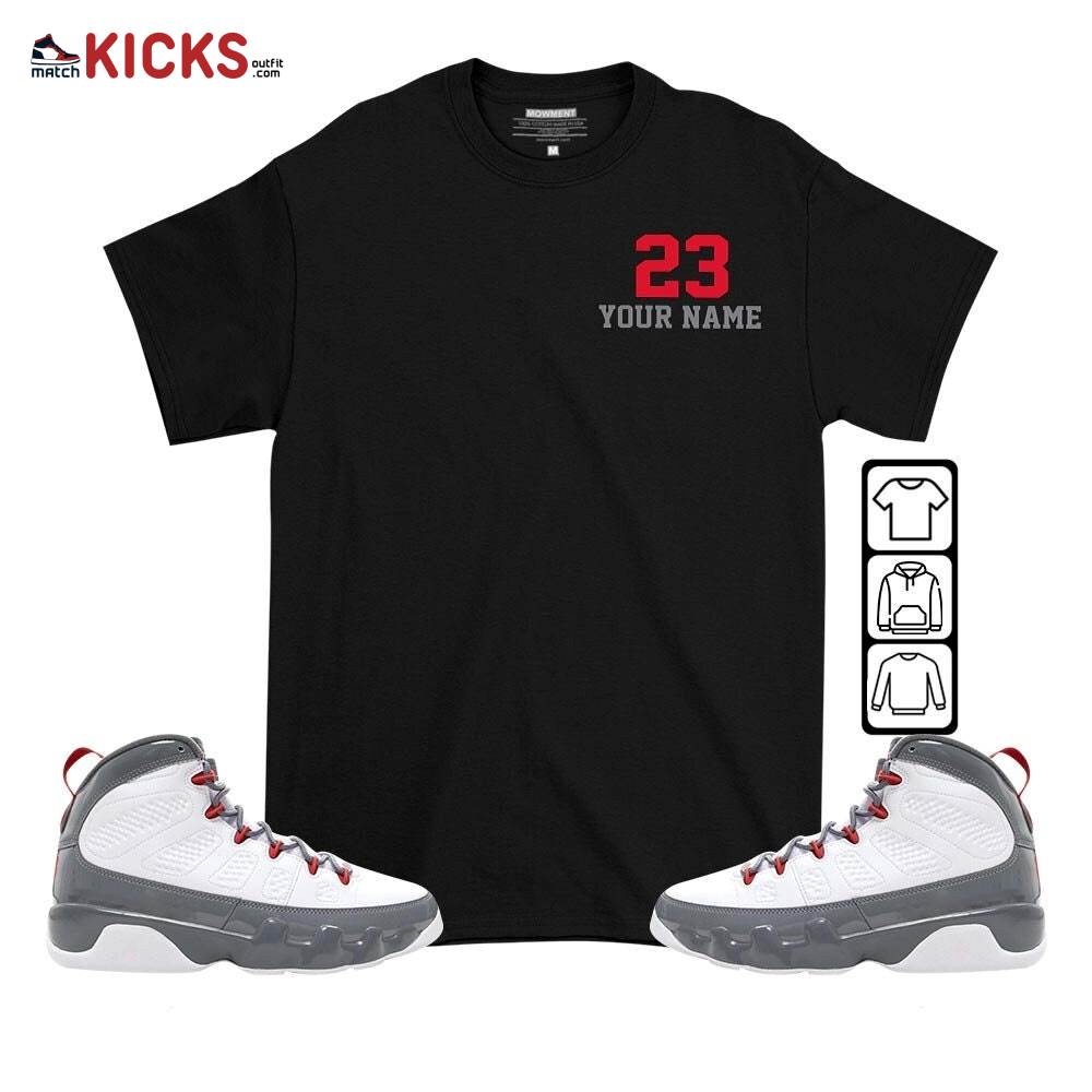 Custome Cup 23 Sneaker Shirt Match Fire Red 9s, Jordan 9 Retro Fire Red MKO T-Shirt