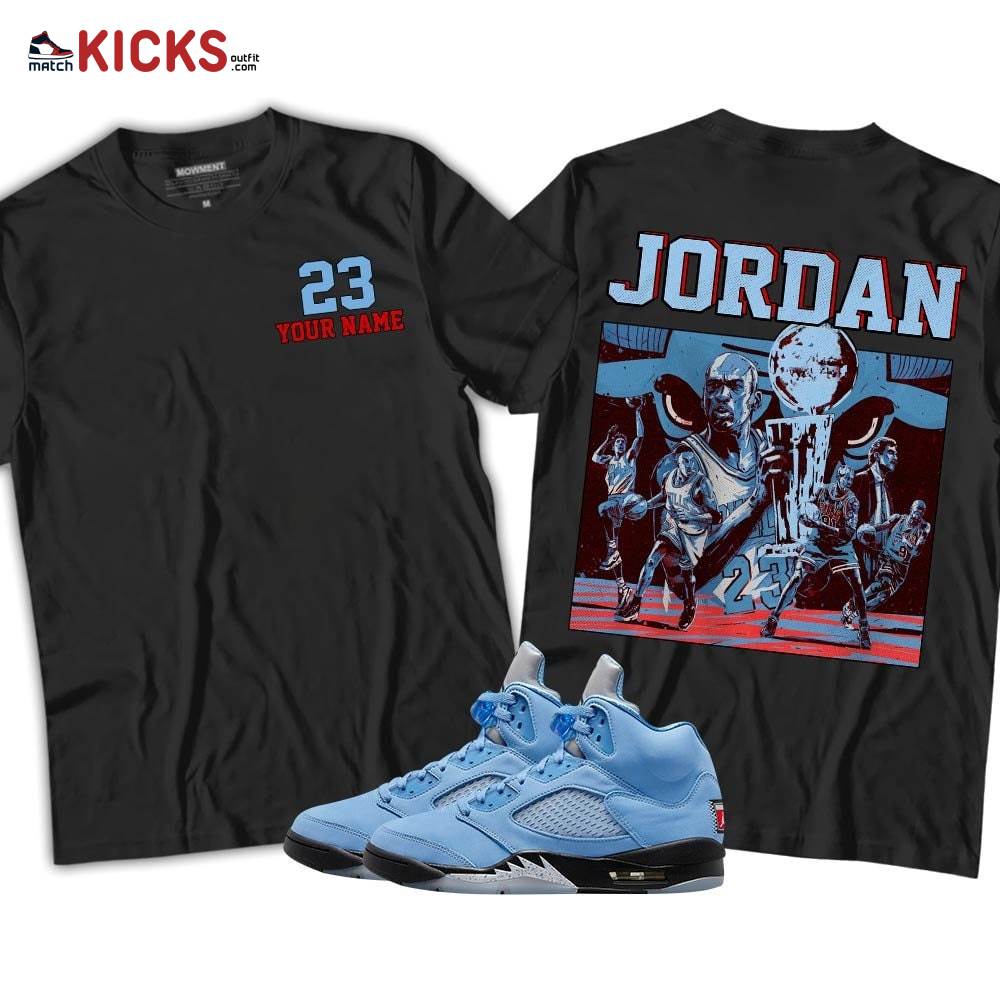 Custome Cup 23 Sneaker Shirt Match Retro University Blue 5s, Jordan 5 University Blue MKO T-Shirt Custome Cup 23 Sneaker Shirt Match Retro University Blue 5s, Jordan 5 University Blue MKO T-Shirt