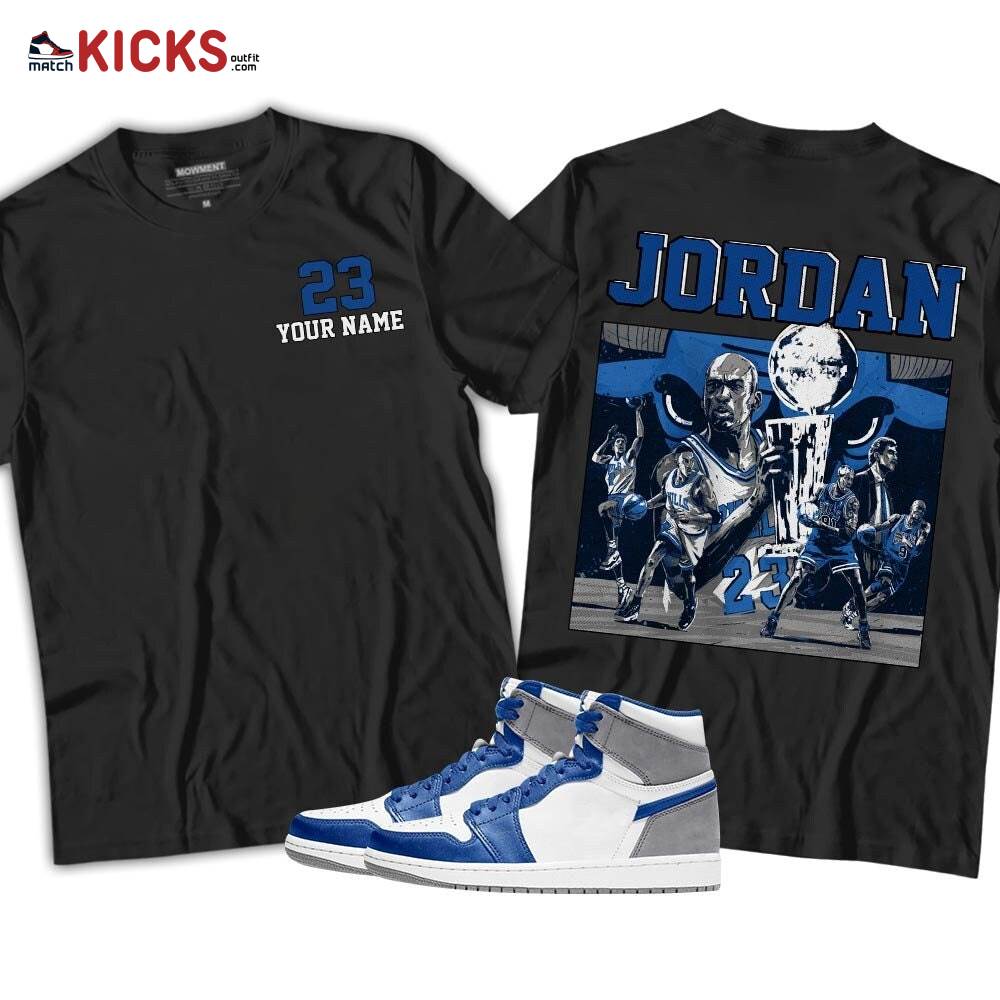 Custome Cup 23 Sneaker Shirt Match True Blue 1s, Jordan 1 High OG True Blue MKO T-Shirt Custome Cup 23 Sneaker Shirt Match True Blue 1s, Jordan 1 High OG True Blue MKO T-Shirt