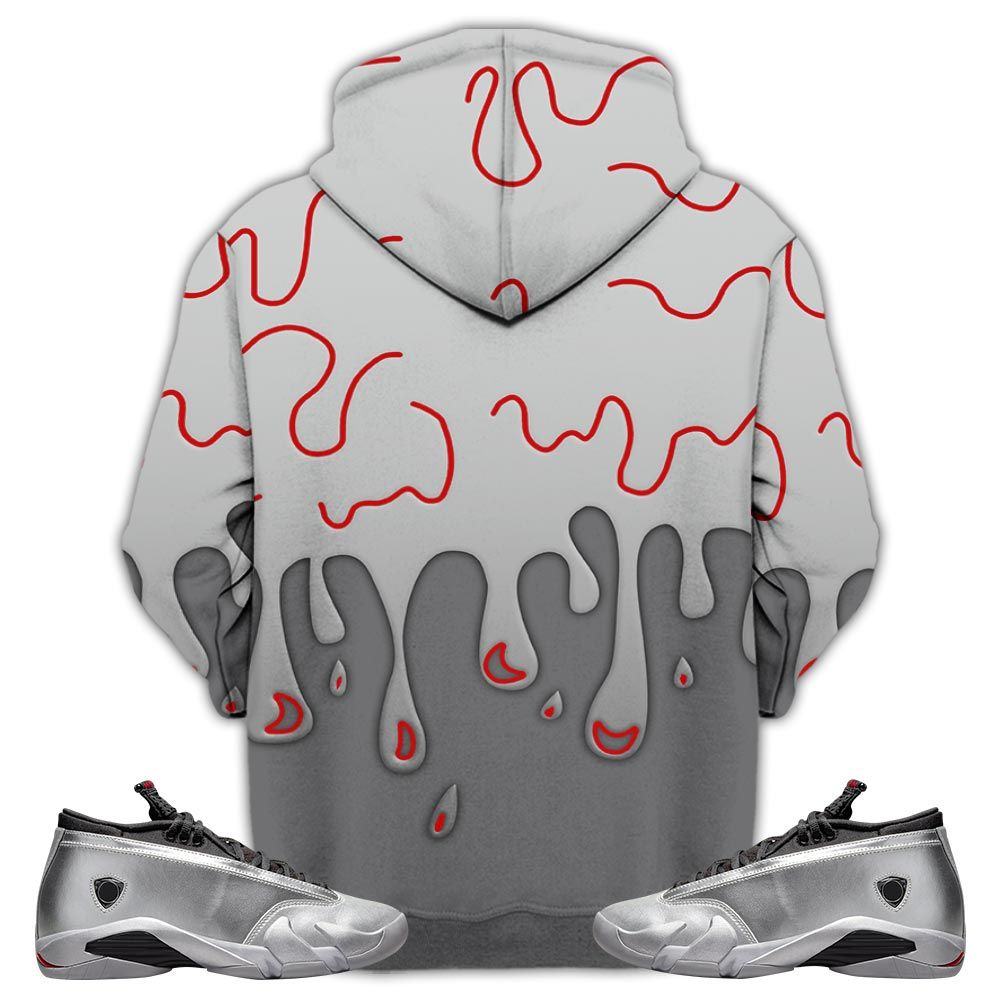 D01Hd 23 Drip Sneaker Shirt Match 14 Low Metallic Silver, Jordan 14 Metallic Silver Hoodie Sweatshirt Tee All Over Print MKO Shirt