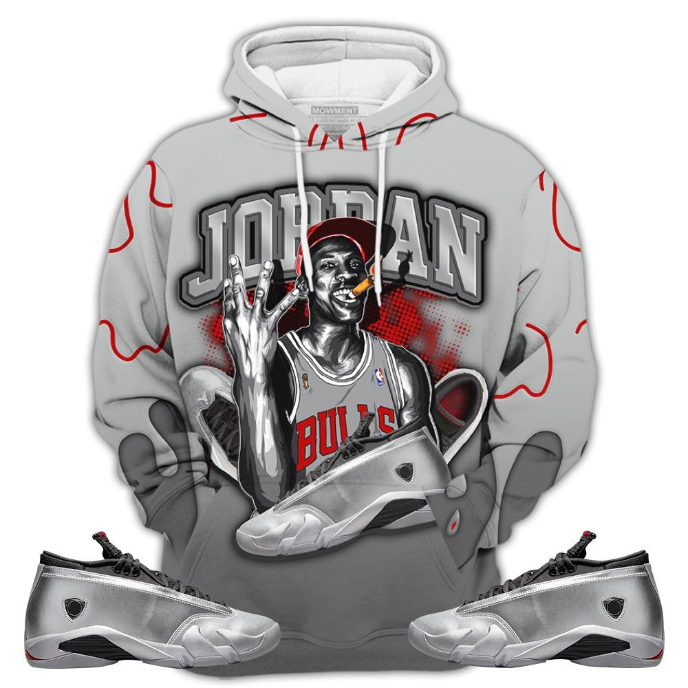 D01Hd Jordan 23M Sneaker Shirt Match 14 Low Metallic Silver, Jordan 14 Metallic Silver Hoodie Sweatshirt Tee All Over Print MKO Shirt