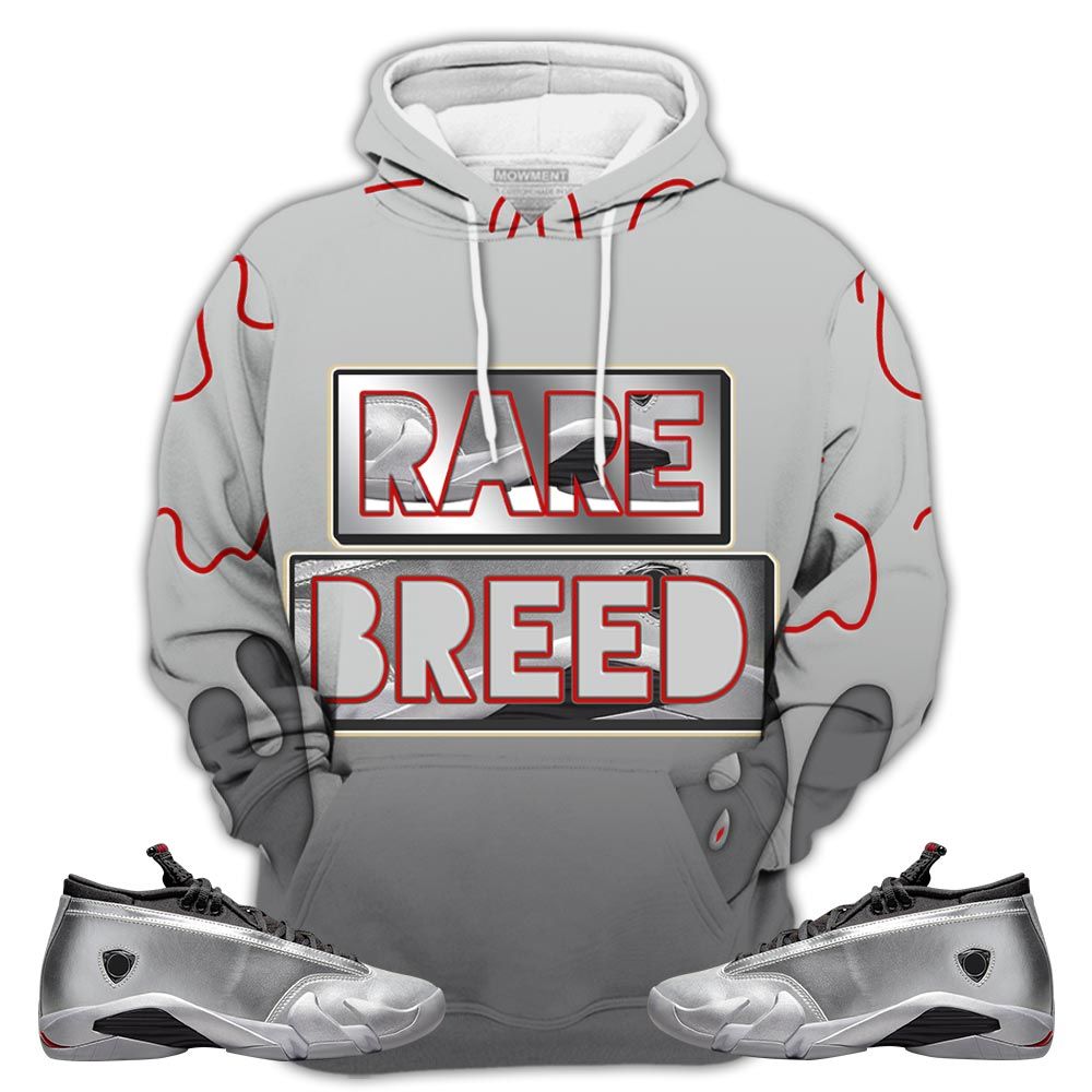 D01Hd Rare Breed Sneaker Shirt Match 14 Low Metallic Silver, Jordan 14 Metallic Silver Hoodie Sweatshirt Tee All Over Print MKO Shirt