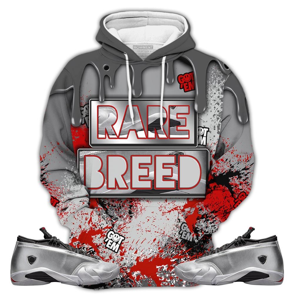 D02Hd Rare Breed Sneaker Shirt Match 14 Low Metallic Silver, Jordan 14 Metallic Silver Hoodie Sweatshirt Tee All Over Print MKO Shirt