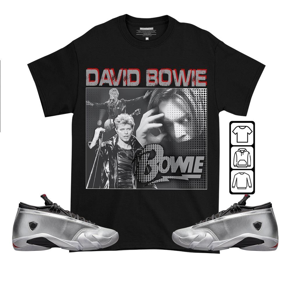 David Bowie Sneaker Shirt Match 14 Low Metallic Silver, Jordan 14 Metallic Silver MKO T-Shirt