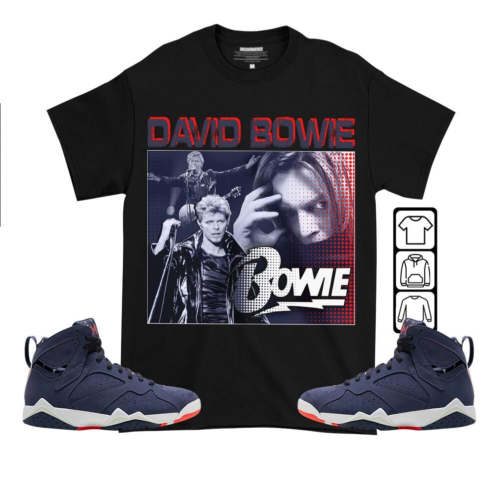 David Bowie Sneaker Shirt Match 7 Neutral Indigo, Jordan 7 Quai 54 MKO T-Shirt David Bowie Sneaker Shirt Match 7 Neutral Indigo, Jordan 7 Quai 54 MKO T-Shirt