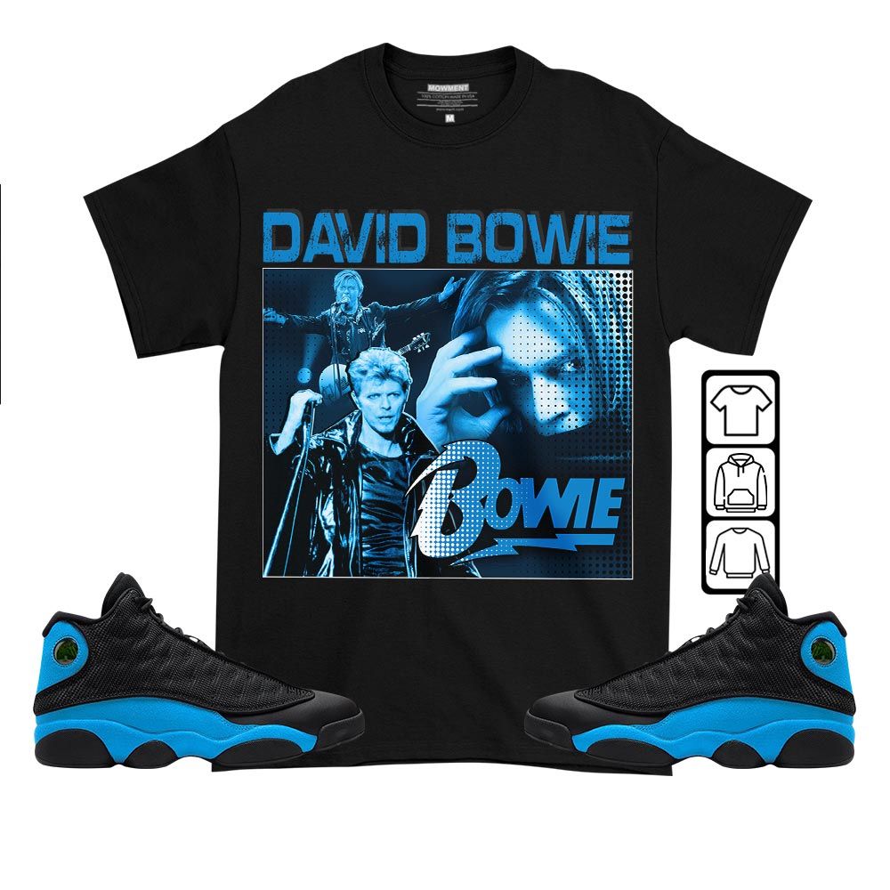 David Bowie Sneaker Shirt Match Black University Blue 13s, Jordan 13 Black University Blue 2022 MKO T-Shirt David Bowie Sneaker Shirt Match Black University Blue 13s, Jordan 13 Black University Blue 2022 MKO T-Shirt