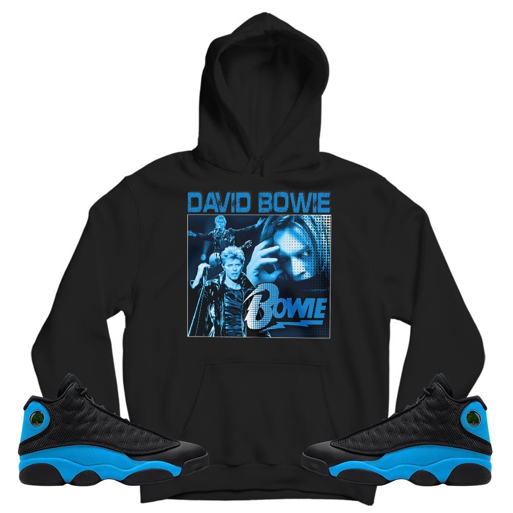 David Bowie Sneaker Shirt Match Black University Blue 13s, Jordan 13 Black University Blue 2022 MKO T-Shirt