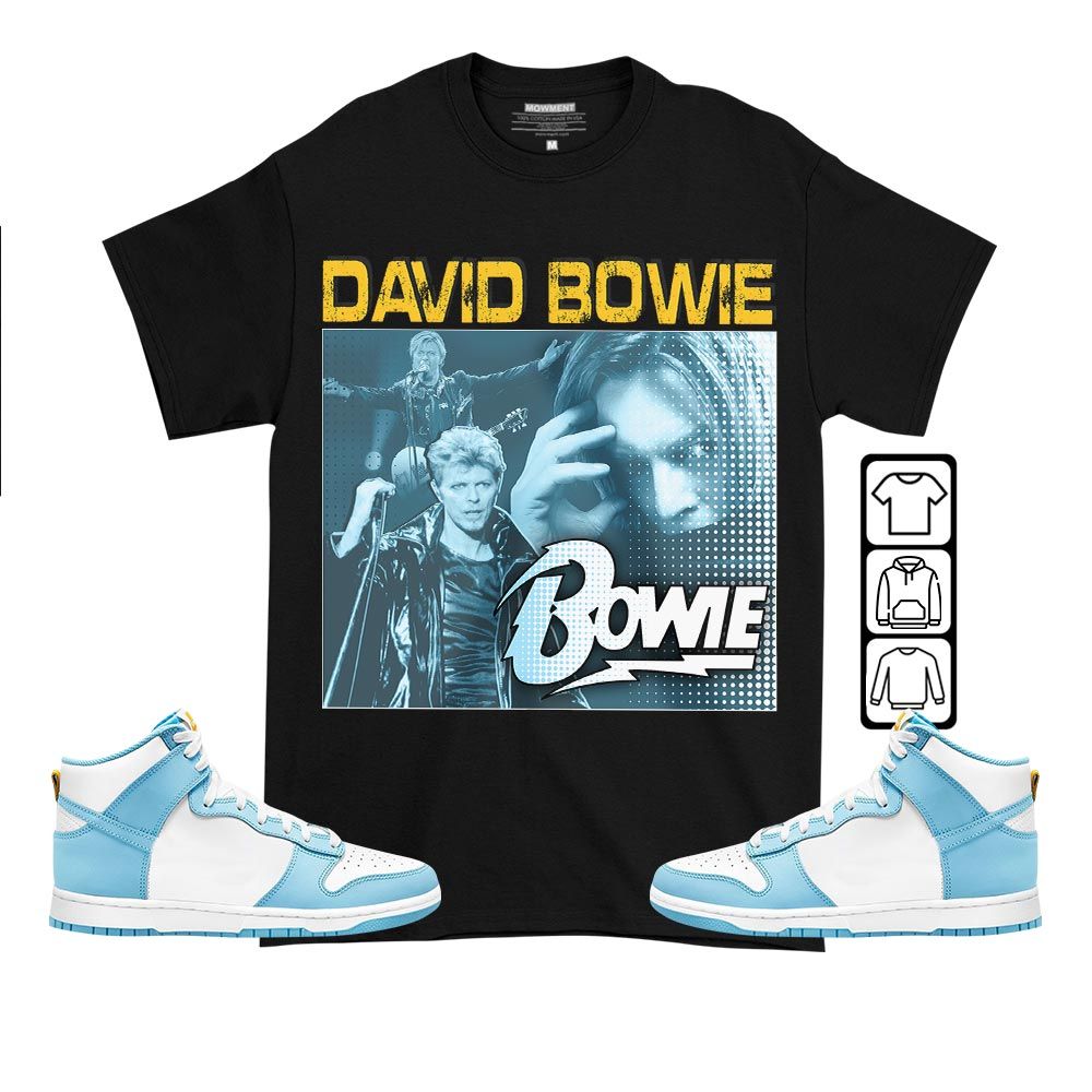 David Bowie Sneaker Shirt Match Dunk High Blue Chill, Dunk High Homer Simpson MKO T-Shirt David Bowie Sneaker Shirt Match Dunk High Blue Chill, Dunk High Homer Simpson MKO T-Shirt