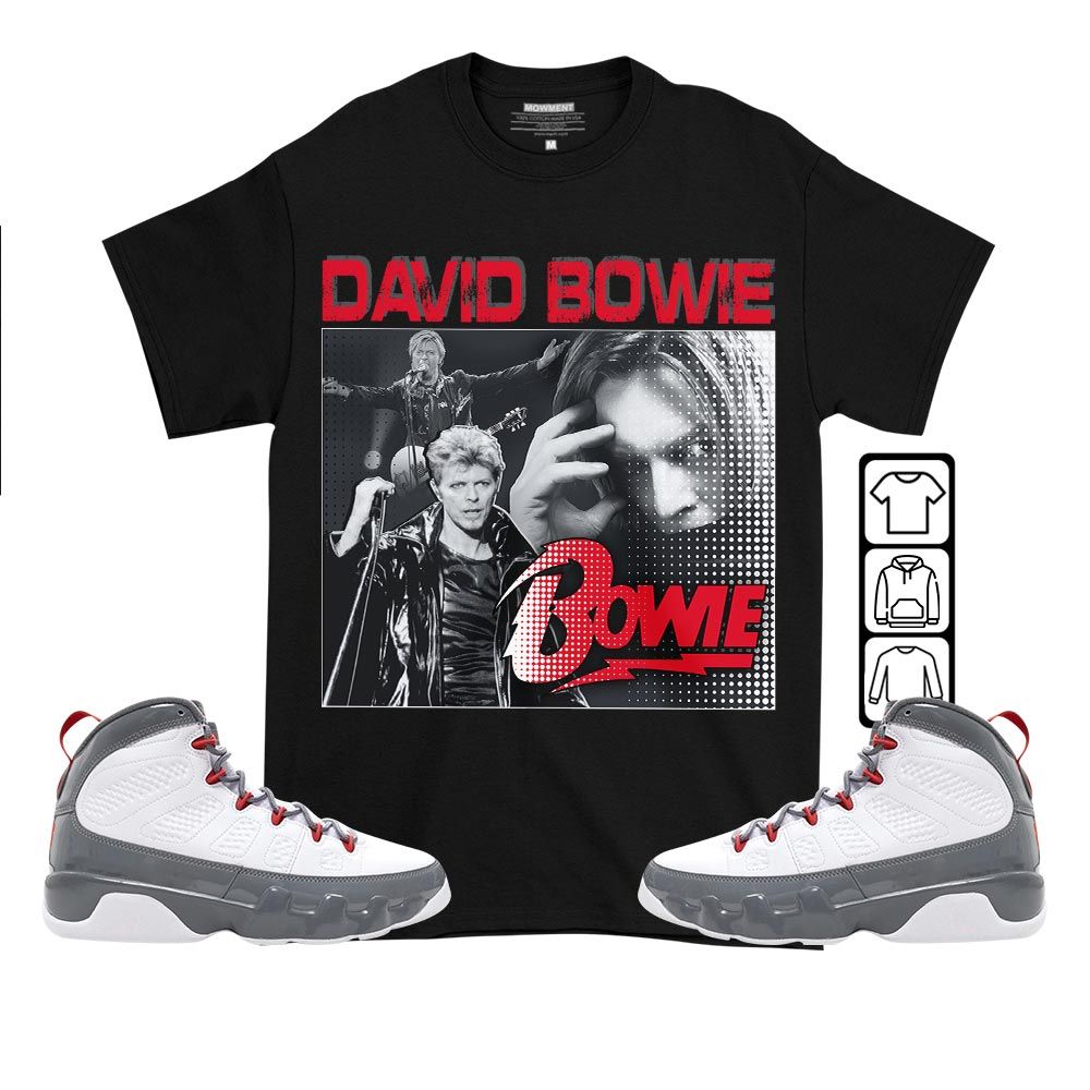 David Bowie Sneaker Shirt Match Fire Red 9s, Jordan 9 Retro Fire Red MKO T-Shirt