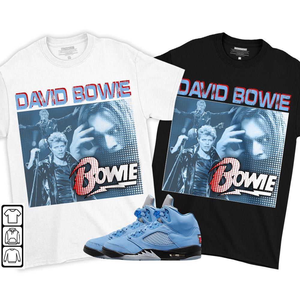 David Bowie Sneaker Shirt Match Retro University Blue 5s, Jordan 5 University Blue MKO T-Shirt David Bowie Sneaker Shirt Match Retro University Blue 5s, Jordan 5 University Blue MKO T-Shirt