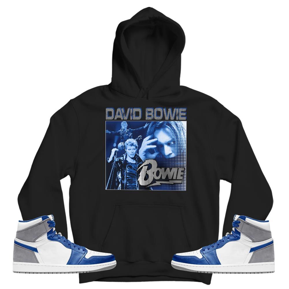 David Bowie Sneaker Shirt Match True Blue 1s, Jordan 1 High OG True Blue MKO T-Shirt