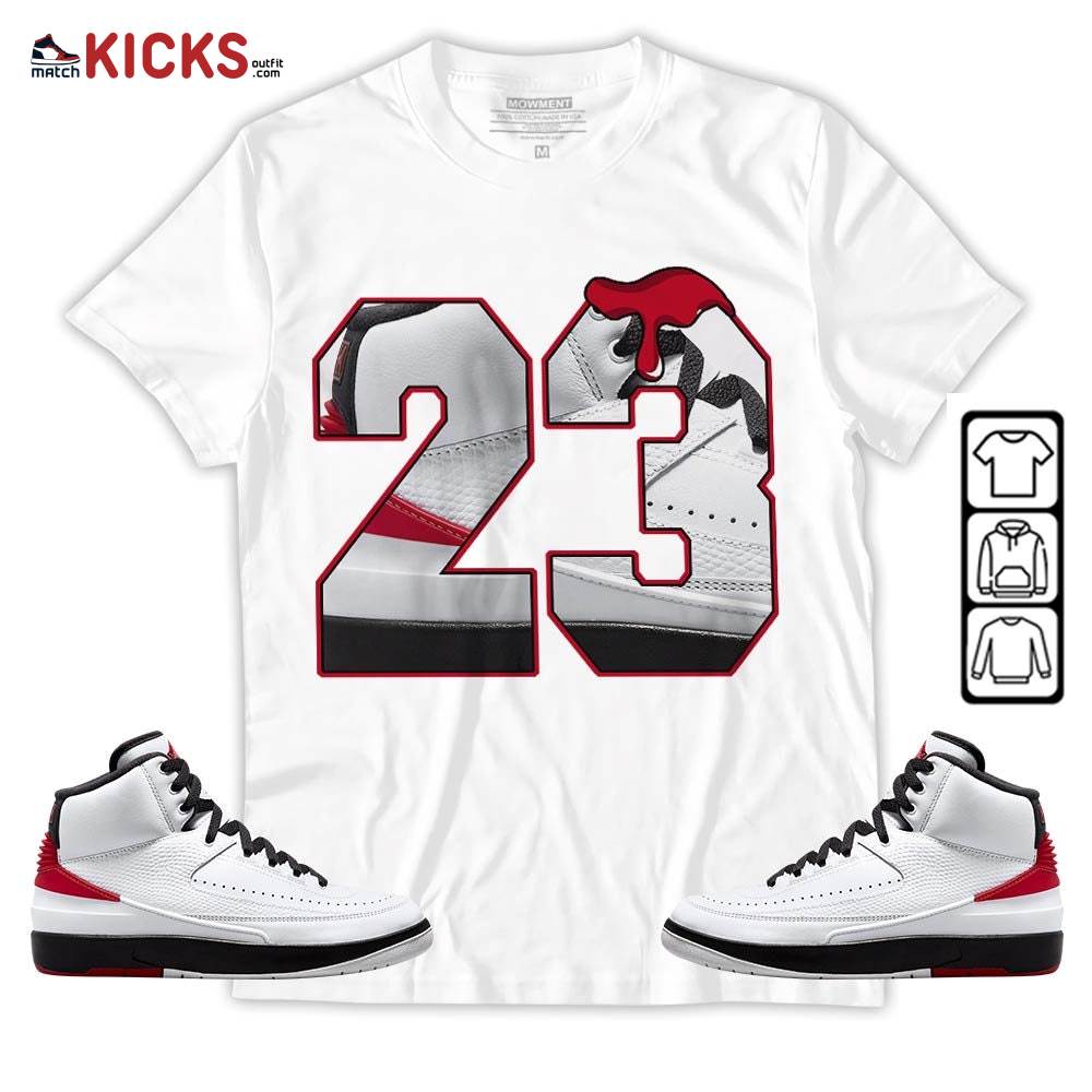 Design Number 23 Drip Shoes Sneaker Shirt Match 2 Chicago Varsity Red, Jordan Retro 2 Chicago MKO Hoodie