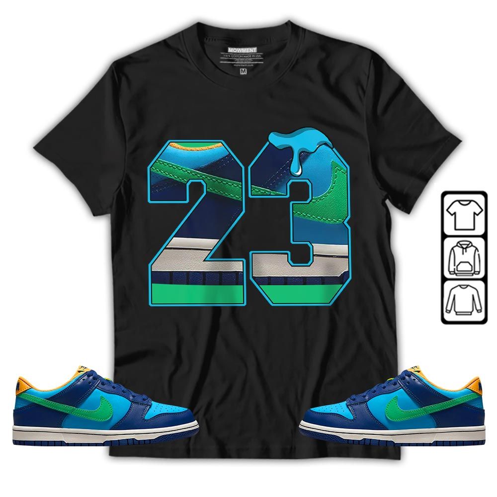 Design Number 23 Drip Shoes Sneaker Shirt Match Dunk Low GS Kyrie, Dunk Low GS Electric Algae MKO T-Shirt Design Number 23 Drip Shoes Sneaker Shirt Match Dunk Low GS Kyrie, Dunk Low GS Electric Algae MKO T-Shirt