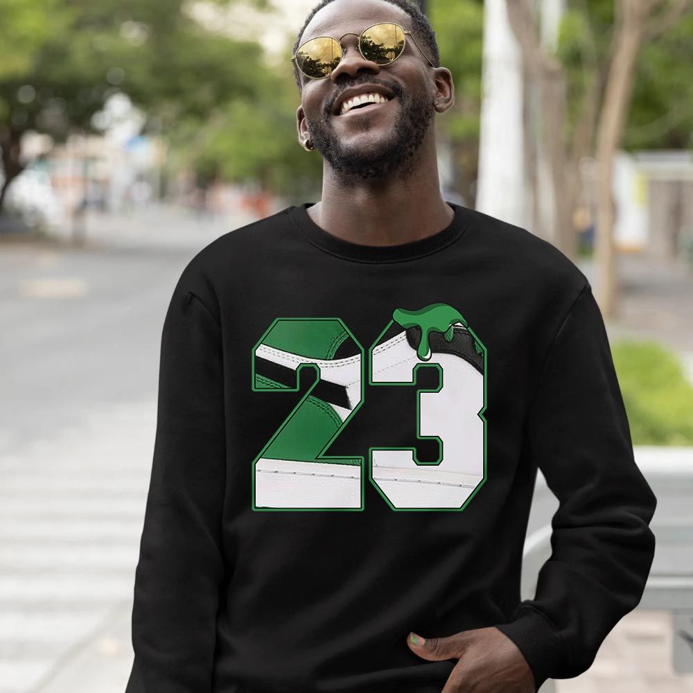 Design Number 23 Drip Shoes Sneaker Shirt Match Lucky Green 1s, Jordan 1 Lucky Green MKO T-Shirt Design Number 23 Drip Shoes Sneaker Shirt Match Lucky Green 1s, Jordan 1 Lucky Green MKO T-Shirt