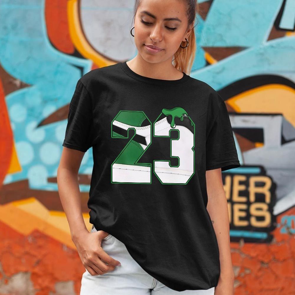Design Number 23 Drip Shoes Sneaker Shirt Match Lucky Green 1s, Jordan 1 Lucky Green MKO T-Shirt Design Number 23 Drip Shoes Sneaker Shirt Match Lucky Green 1s, Jordan 1 Lucky Green MKO T-Shirt