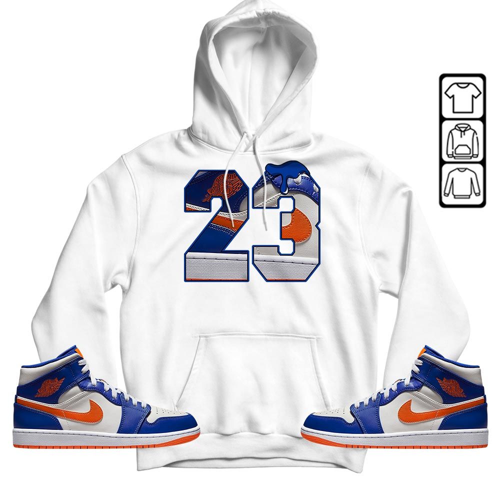 Design Number 23 Drip Shoes Sneaker Shirt Match Mid Knicks 1s, Jordan 1 Mid Knicks MKO T-Shirt