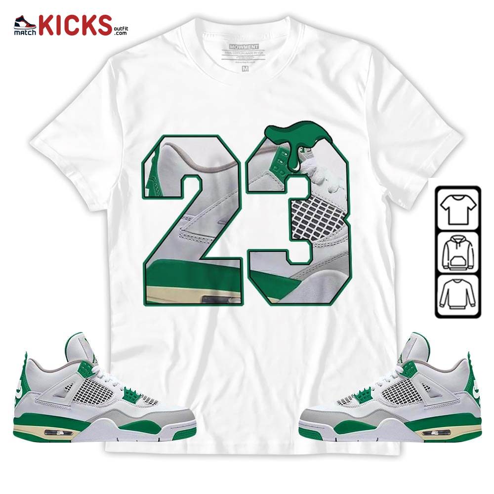 Design Number 23 Drip Shoes Sneaker Shirt Match Retro Pine Green 4s, Jordan 4 Pine Green MKO T-Shirt