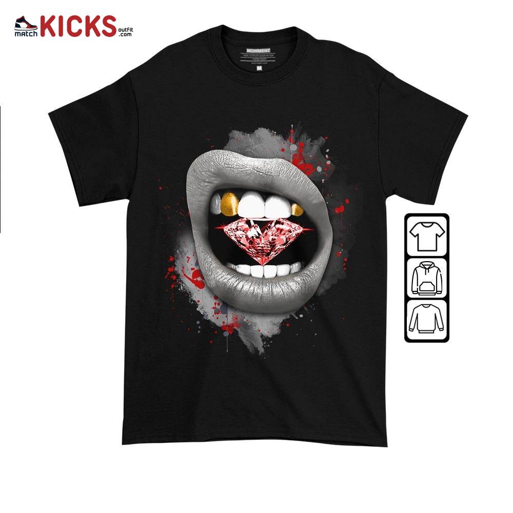 Diamond Lips Sneaker Shirt Match 14 Low Metallic Silver, Jordan 14 Metallic Silver MKO T-Shirt Diamond Lips Sneaker Shirt Match 14 Low Metallic Silver, Jordan 14 Metallic Silver MKO T-Shirt