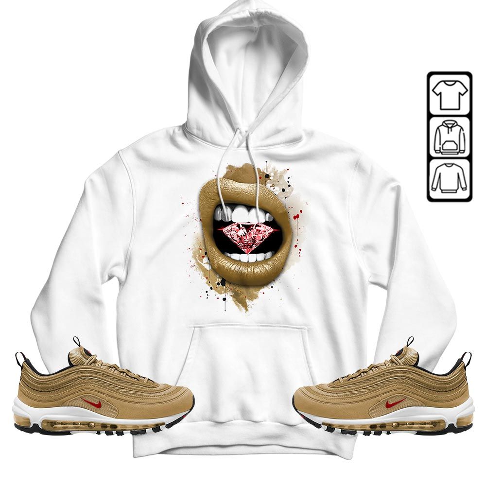 Diamond Lips Sneaker Shirt Match Air Max 97 Metallic Gold, Air Max 97 Gold Bullet MKO Hoodie Diamond Lips Sneaker Shirt Match Air Max 97 Metallic Gold, Air Max 97 Gold Bullet MKO Hoodie