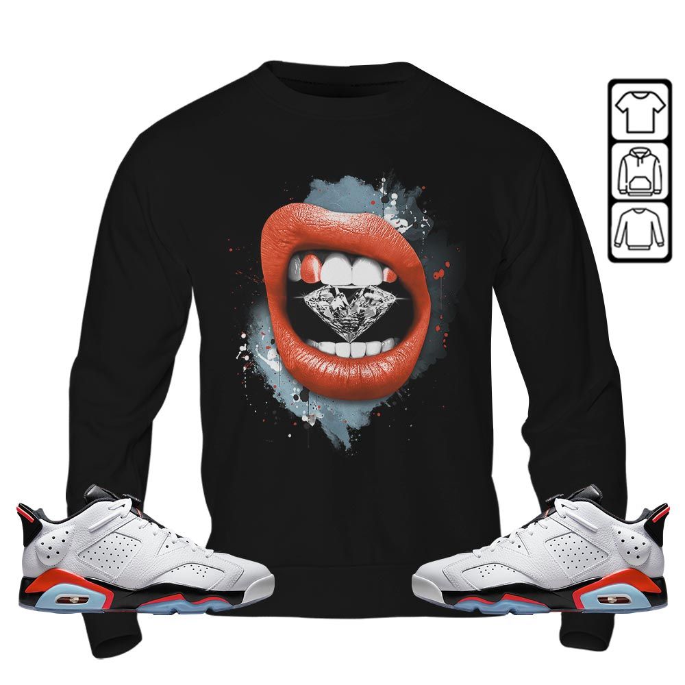 Diamond Lips Sneaker Shirt Match Low Infrared 6s, Jordan 6 Low Infrared MKO T-Shirt Diamond Lips Sneaker Shirt Match Low Infrared 6s, Jordan 6 Low Infrared MKO T-Shirt