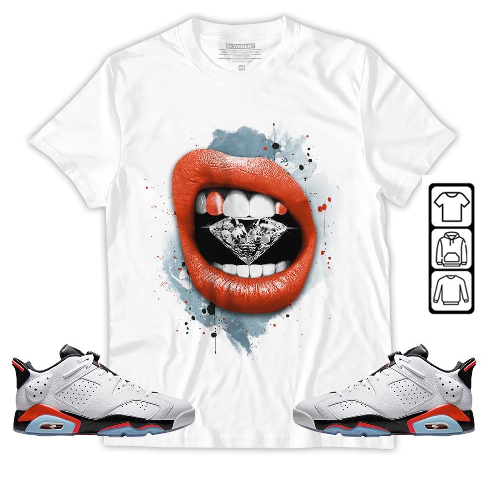 Diamond Lips Sneaker Shirt Match Low Infrared 6s, Jordan 6 Low Infrared MKO T-Shirt Diamond Lips Sneaker Shirt Match Low Infrared 6s, Jordan 6 Low Infrared MKO T-Shirt