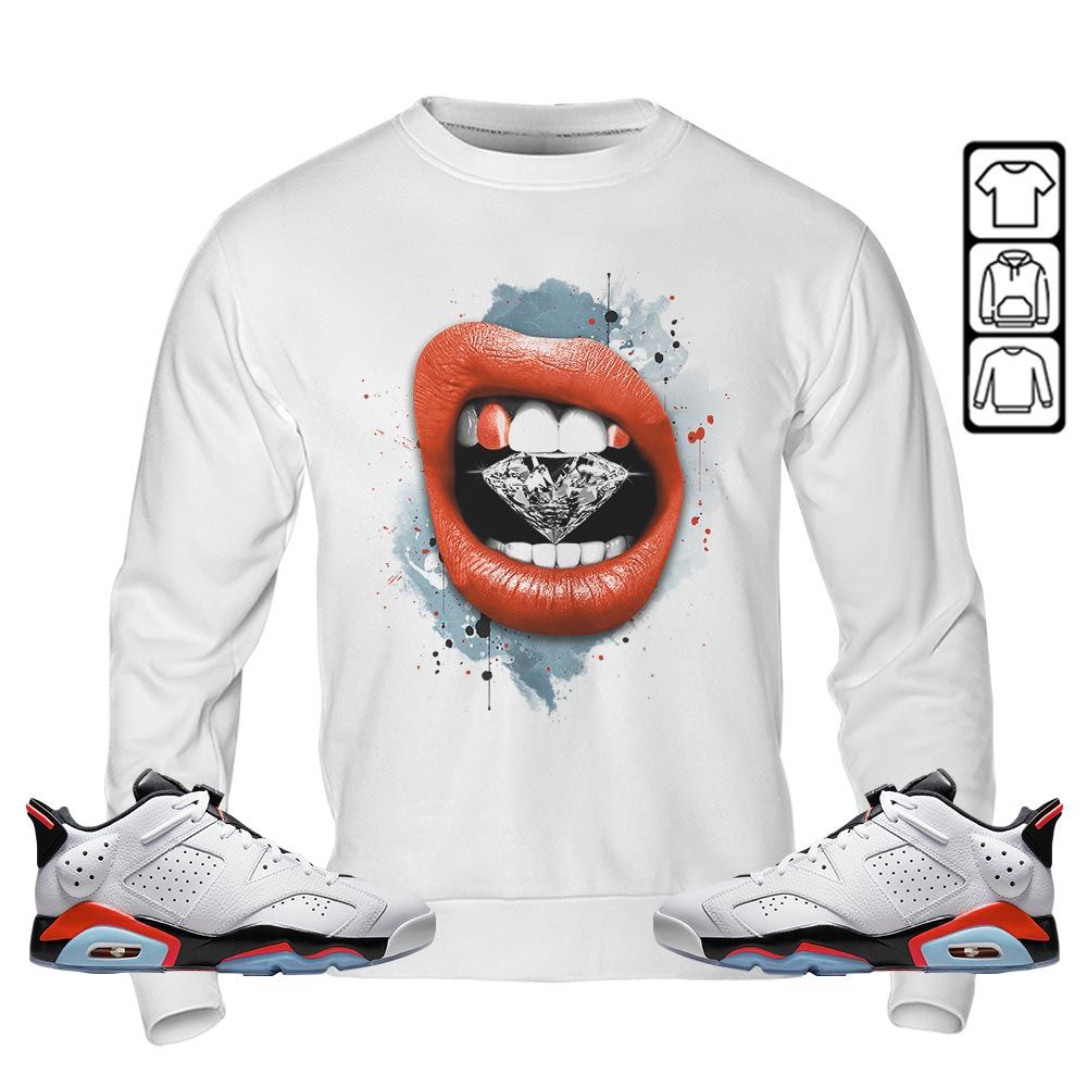 Diamond Lips Sneaker Shirt Match Low Infrared 6s, Jordan 6 Low Infrared MKO T-Shirt Diamond Lips Sneaker Shirt Match Low Infrared 6s, Jordan 6 Low Infrared MKO T-Shirt