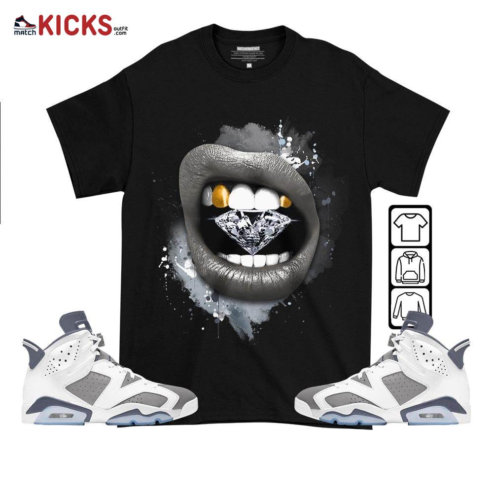 Diamond Lips Sneaker Shirt Match Retro Cool Grey 6s, Jordan 6 Cool Grey MKO T-Shirt Diamond Lips Sneaker Shirt Match Retro Cool Grey 6s, Jordan 6 Cool Grey MKO T-Shirt