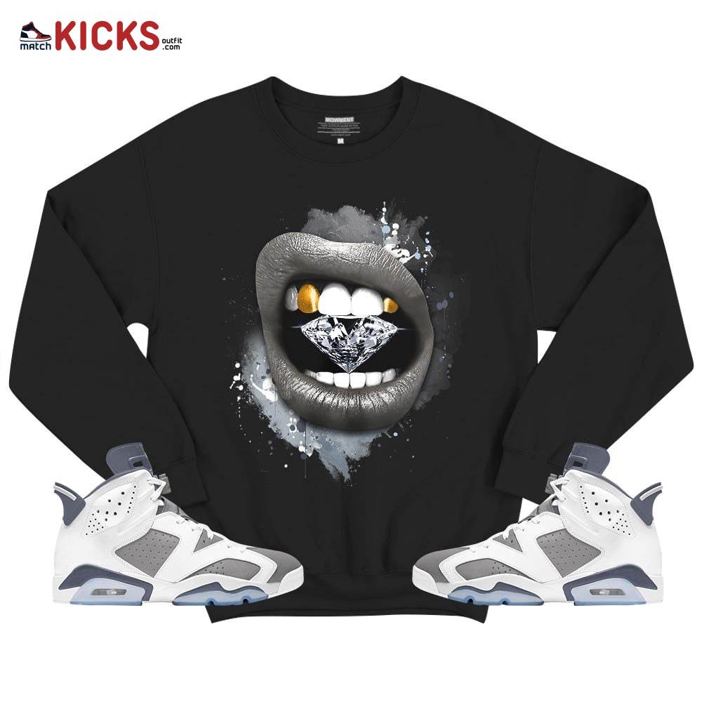 Diamond Lips Sneaker Shirt Match Retro Cool Grey 6s, Jordan 6 Cool Grey MKO T-Shirt Diamond Lips Sneaker Shirt Match Retro Cool Grey 6s, Jordan 6 Cool Grey MKO T-Shirt