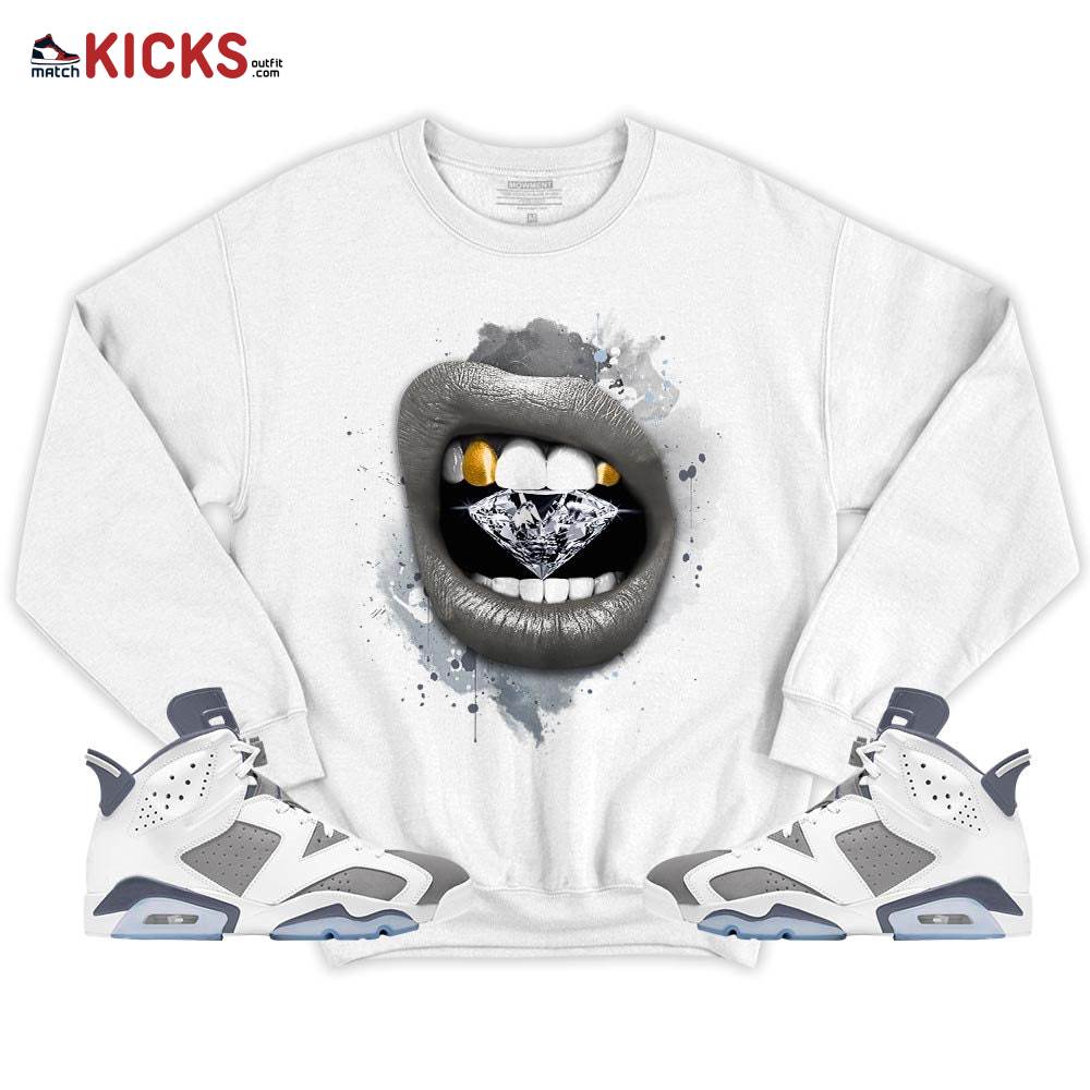 Diamond Lips Sneaker Shirt Match Retro Cool Grey 6s, Jordan 6 Cool Grey MKO T-Shirt Diamond Lips Sneaker Shirt Match Retro Cool Grey 6s, Jordan 6 Cool Grey MKO T-Shirt