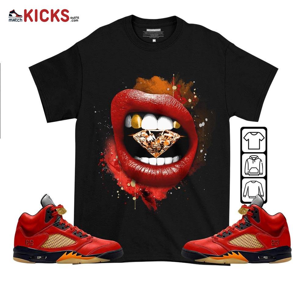 Diamond Lips Sneaker Shirt Match Retro Mars For Her 5s, Jordan 5 Mars For Her MKO T-Shirt