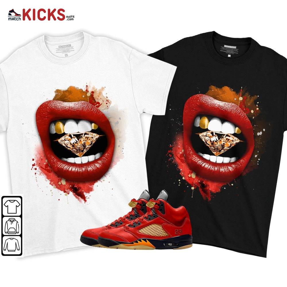 Diamond Lips Sneaker Shirt Match Retro Mars For Her 5s, Jordan 5 Mars For Her MKO T-Shirt Diamond Lips Sneaker Shirt Match Retro Mars For Her 5s, Jordan 5 Mars For Her MKO T-Shirt