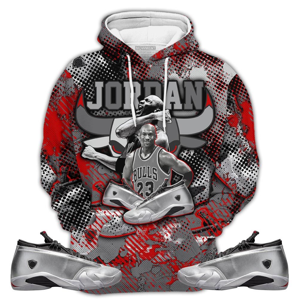 Dirty Bull Jordan Sneaker Shirt Match 14 Low Metallic Silver, Jordan 14 Metallic Silver Hoodie Sweatshirt Tee All Over Print MKO Shirt