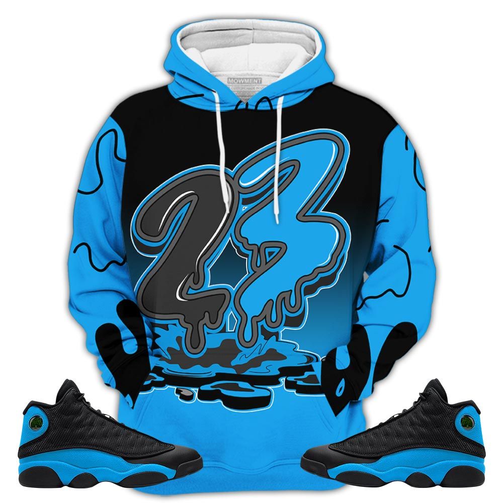 Dope 23 Drip Sneaker Shirt Match Black University Blue 13S, Jordan 13 Black University Blue 2022 Hoodie Sweatshirt Tee All Over Print MKO Shirt