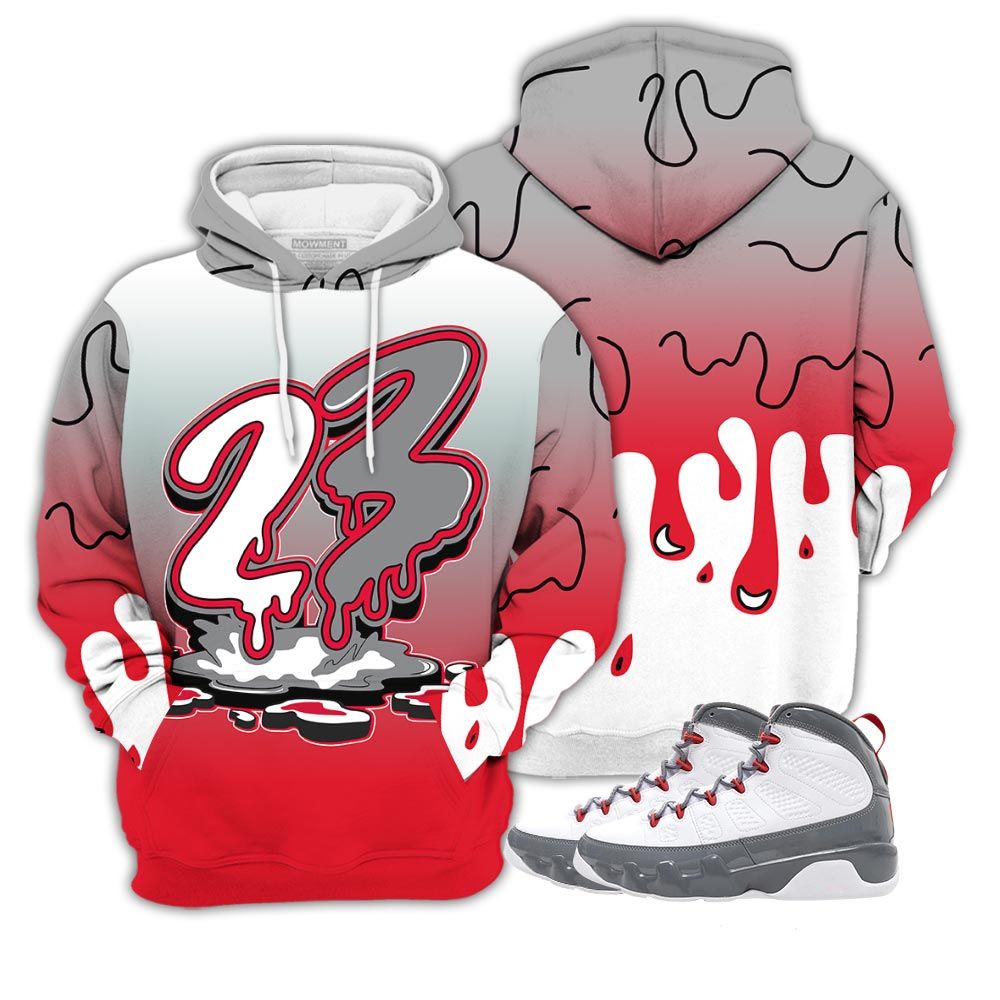 Dope 23 Dripping Sneaker Shirt Match Fire Red 9S, Jordan 9 Retro Fire Red Hoodie Sweatshirt Tee All Over Print MKO Shirt