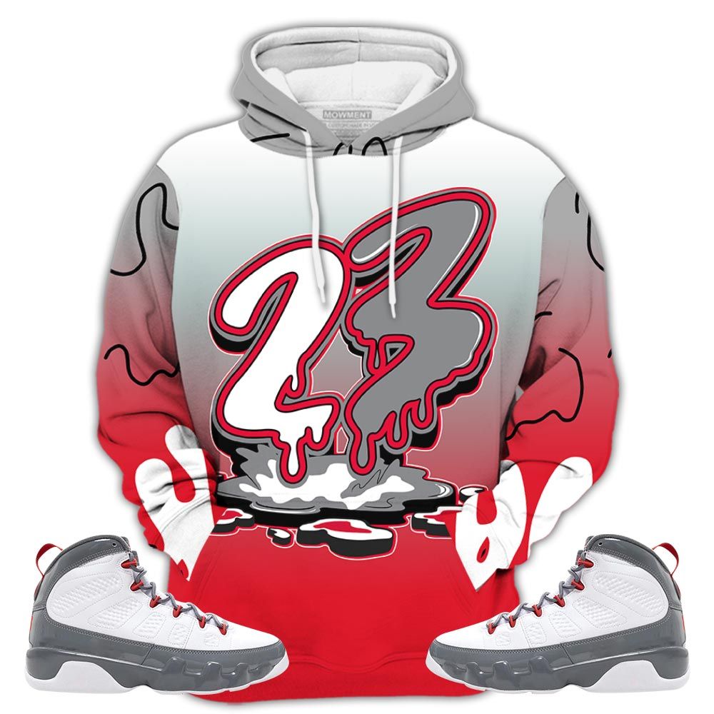 Dope 23 Dripping Sneaker Shirt Match Fire Red 9S, Jordan 9 Retro Fire Red Hoodie Sweatshirt Tee All Over Print MKO Shirt