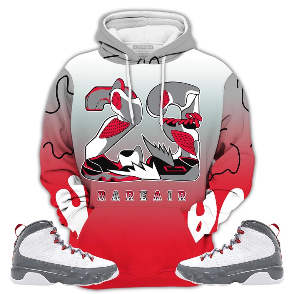 Dope 23 Rare Air Sneaker Shirt Match Fire Red 9S, Jordan 9 Retro Fire Red Hoodie Sweatshirt Tee All Over Print MKO Shirt