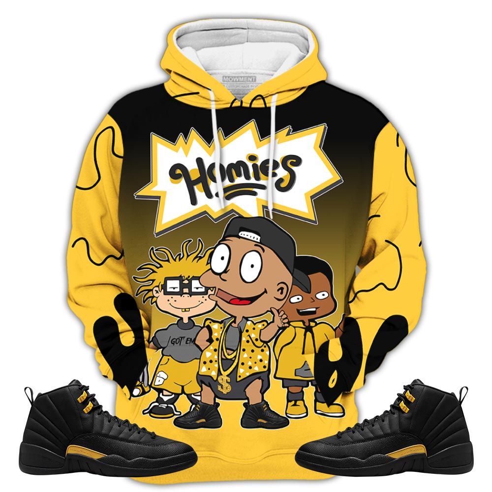 Dope Cartoon 90S Homies Sneaker Shirt Match Black Taxi 12S, Jordan 12 Retro Black Taxi Hoodie Sweatshirt Tee All Over Print MKO Shirt