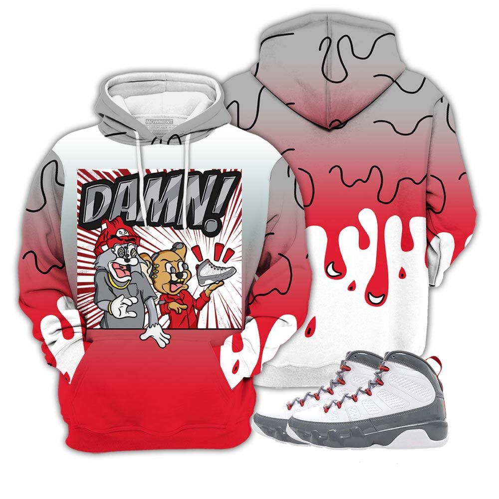 Dope Cat And Mouse Damn Sneaker Shirt Match Fire Red 9S, Jordan 9 Retro Fire Red Hoodie Sweatshirt Tee All Over Print MKO Shirt