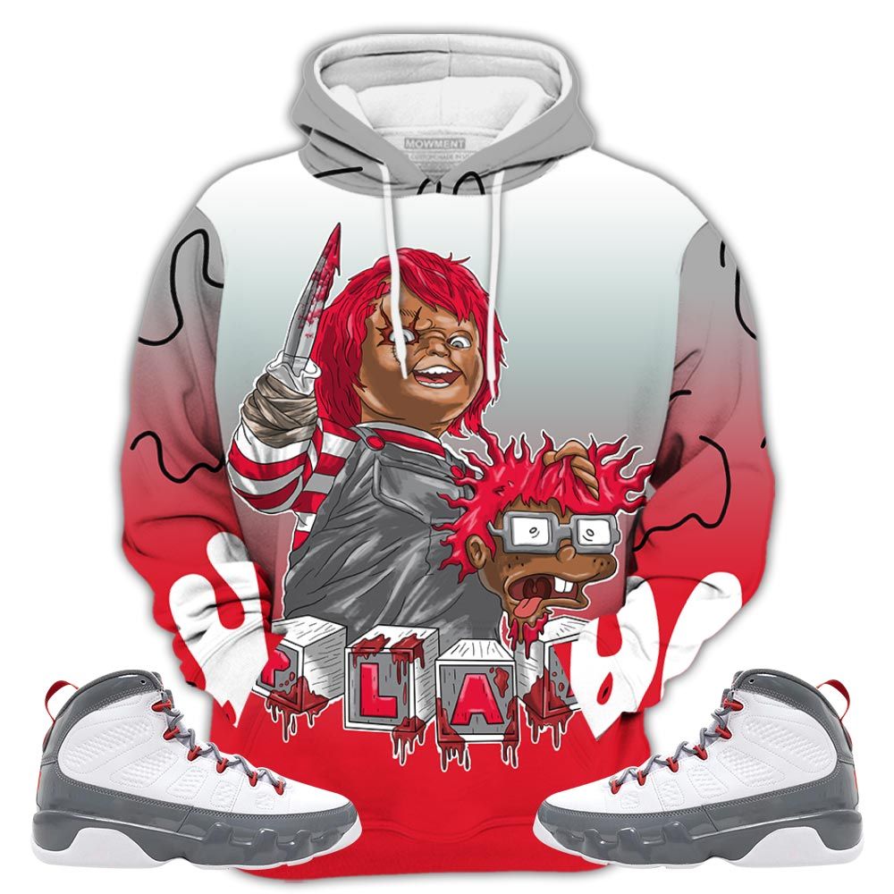 Dope Chucky Cartoon 90S Kills Halloween Sneaker Shirt Match Fire Red 9S, Jordan 9 Retro Fire Red Hoodie Sweatshirt Tee All Over Print MKO Shirt