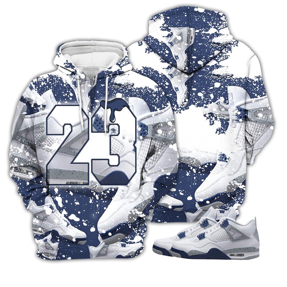 Dope Design Number 23 Drip Shoes Sneaker Shirt Match Midnight Navy 4S, Jordan 4 Retro Midnight Navy Hoodie Sweatshirt Tee All Over Print MKO Shirt