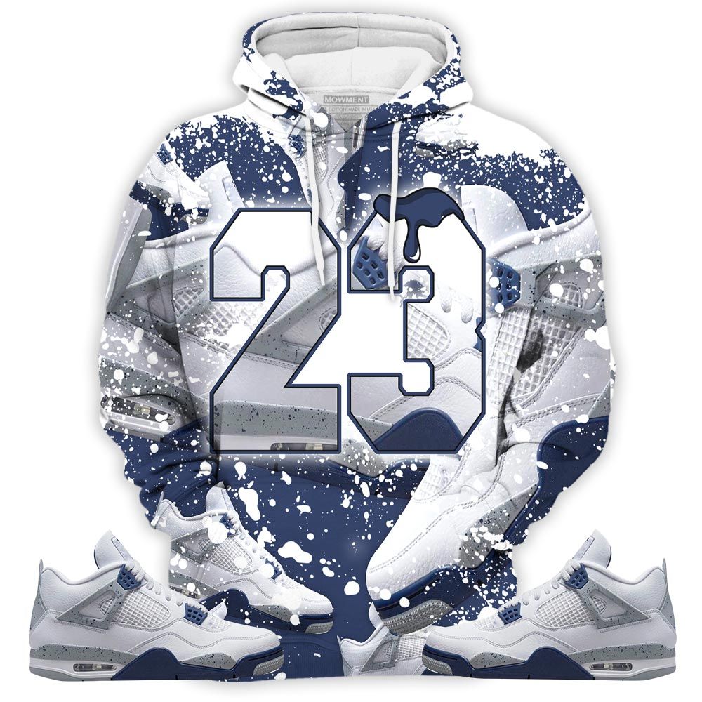 Dope Design Number 23 Drip Shoes Sneaker Shirt Match Midnight Navy 4S, Jordan 4 Retro Midnight Navy Hoodie Sweatshirt Tee All Over Print MKO Shirt