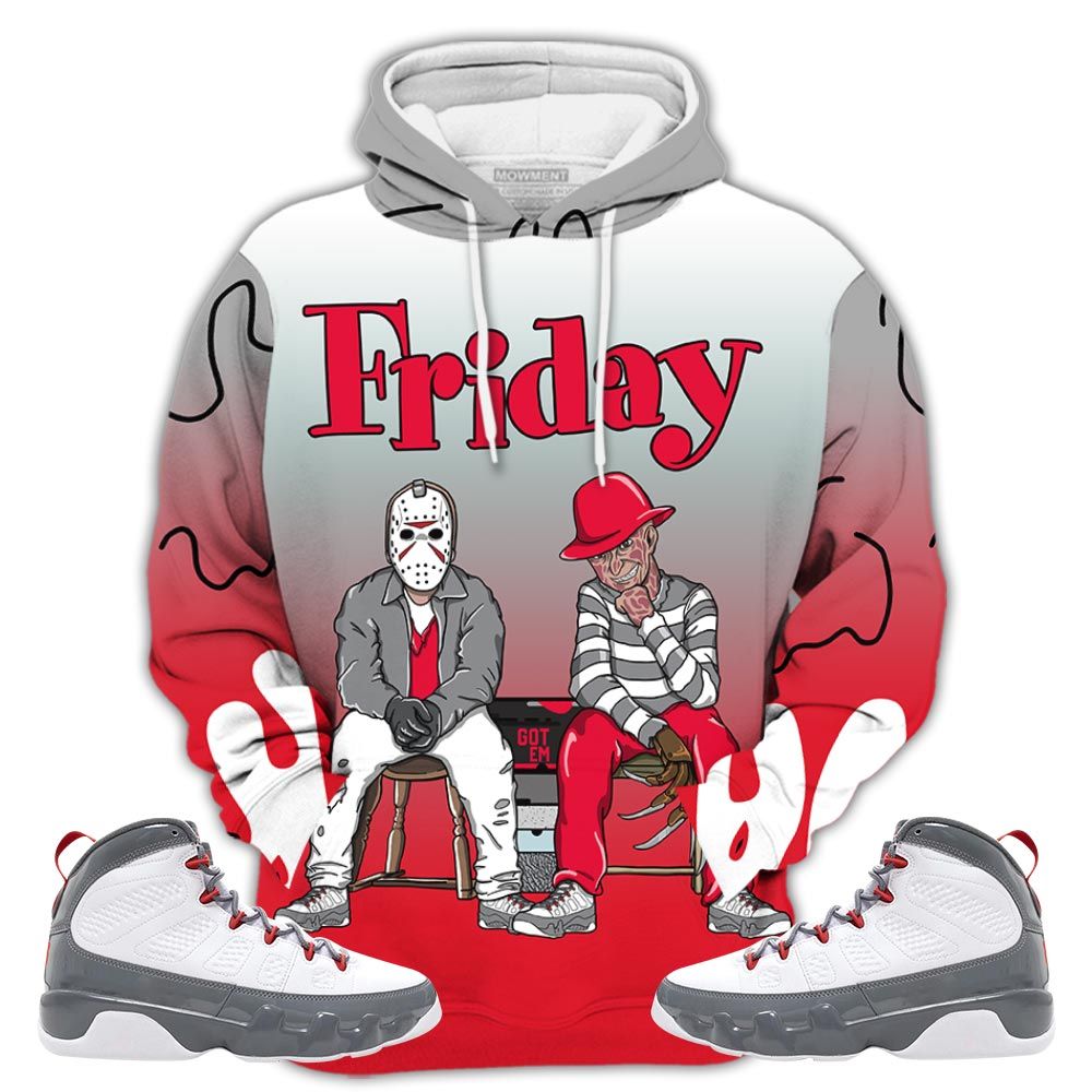 Dope Friday Horror Sneaker Shirt Match Fire Red 9S, Jordan 9 Retro Fire Red Hoodie Sweatshirt Tee All Over Print MKO Shirt