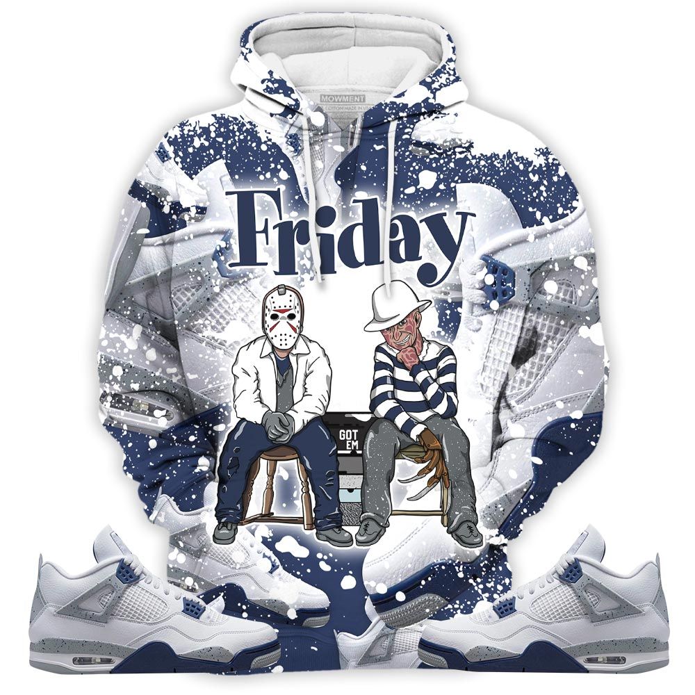Dope Friday Horror Sneaker Shirt Match Midnight Navy 4S, Jordan 4 Retro Midnight Navy Hoodie Sweatshirt Tee All Over Print MKO Shirt