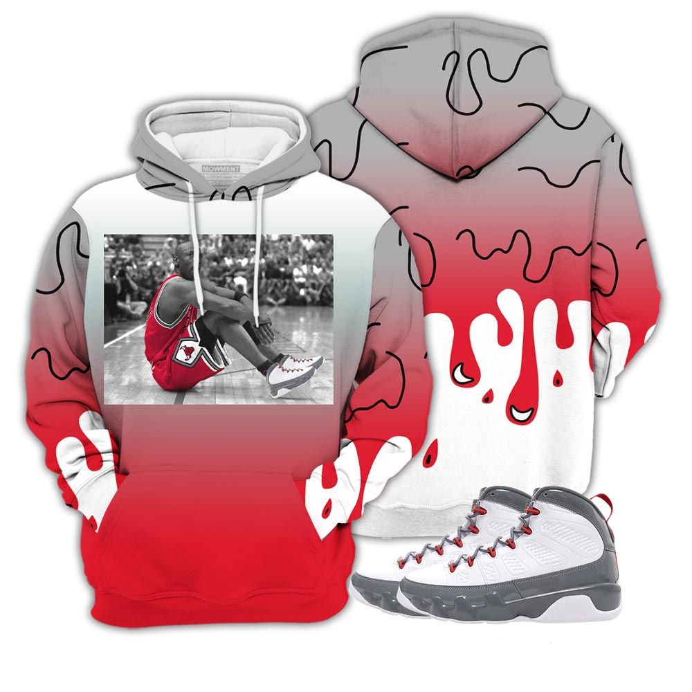 Dope Goat Number 23 Sneaker Shirt Match Grey Fire Red 9S, Jordan 9 Retro Fire Red Hoodie Sweatshirt Tee All Over Print MKO Shirt