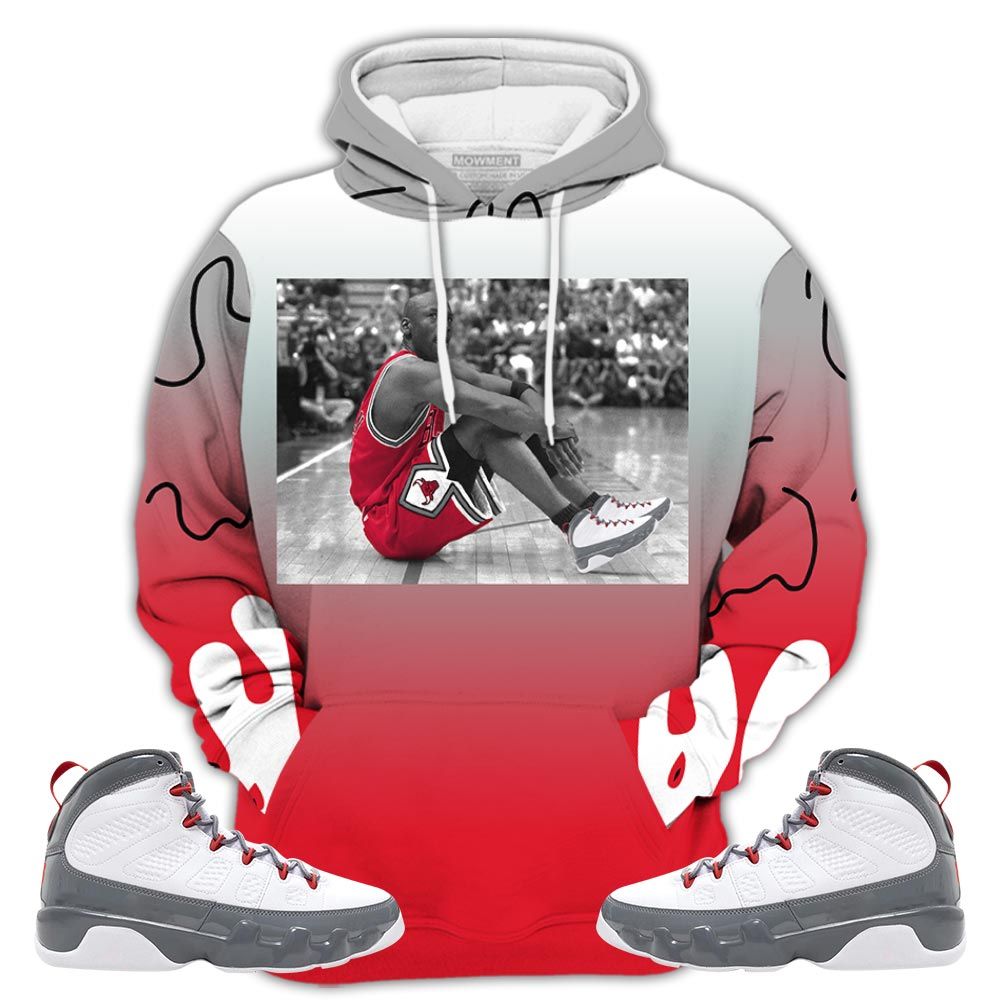 Dope Goat Number 23 Sneaker Shirt Match Grey Fire Red 9S, Jordan 9 Retro Fire Red Hoodie Sweatshirt Tee All Over Print MKO Shirt
