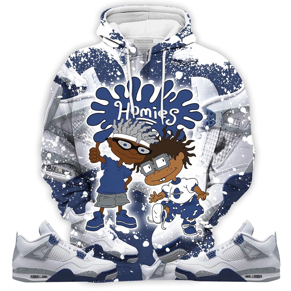 Dope Homies Rugrats Melanin Sneaker Shirt Match Midnight Navy 4S, Jordan 4 Retro Midnight Navy Hoodie Sweatshirt Tee All Over Print MKO Shirt