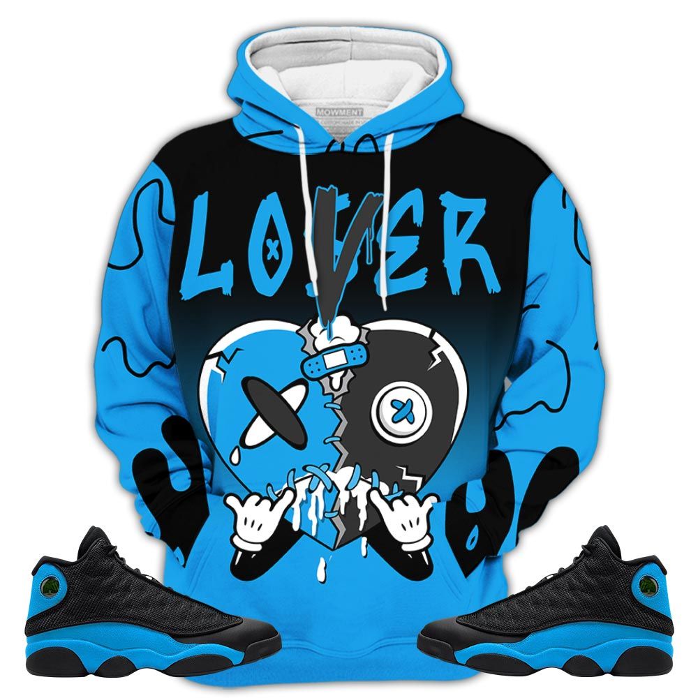 Dope Loser Lover Drip Heart Sneaker Shirt Match Black University Blue 13S, Jordan 13 Black University Blue 2022 Hoodie Sweatshirt Tee All Over Print MKO Shirt