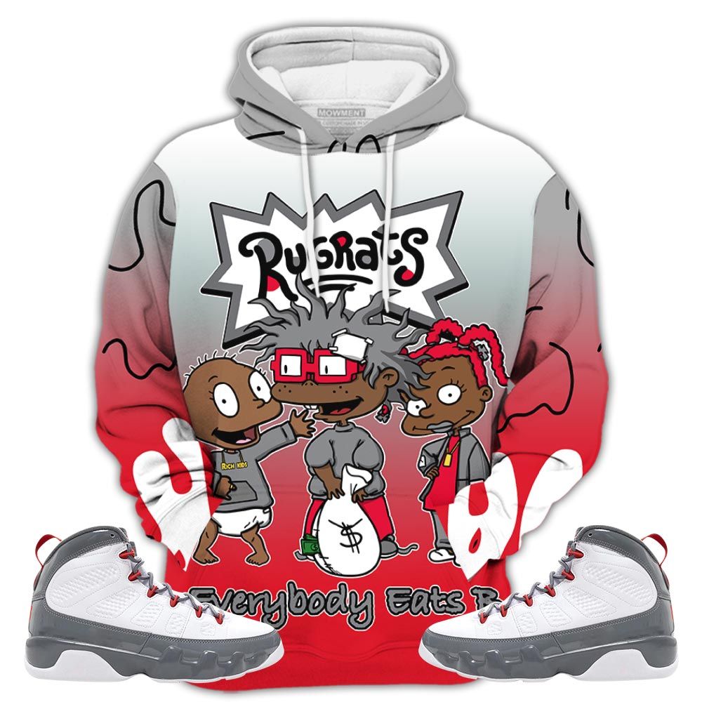 Dope Rugrats Everybody Eats B Sneaker Shirt Match Grey Fire Red 9S, Jordan 9 Retro Fire Red Hoodie Sweatshirt Tee All Over Print MKO Shirt